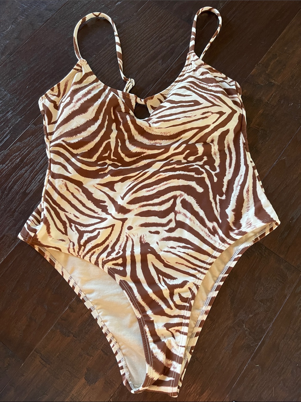 No Boundaries Womans Brown Zebra Print One-Piece Swimsuit